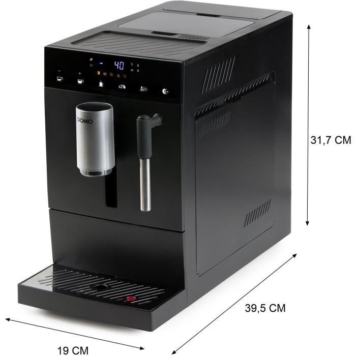 Automatic espresso machine with grinder - DOMO - DO1150K - 1350 W - 19 bar - 125 g coffee - Black