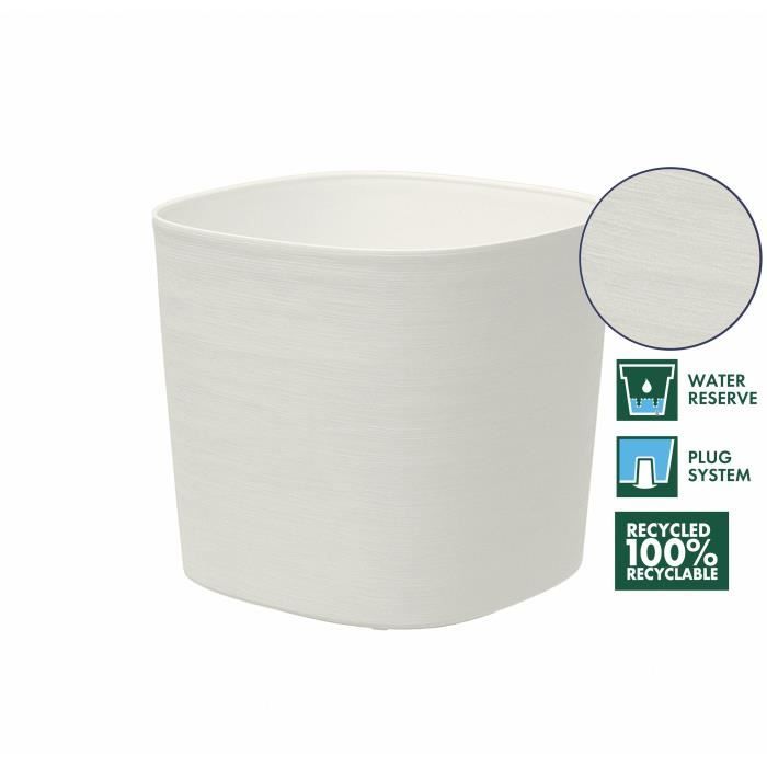 Pot with water reserve - GARDEN ID Respect - White 25 x 25 cm - 100% household waste - 100% recyclable - Structured surface
