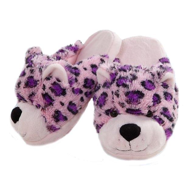 My Pillow Pets Pink Leopard Plush Slippers Small