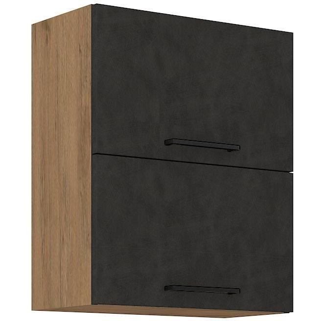 ROCK high cabinet - Melamine with lancelot oak and matera gray decor - 1 door - L60 x H72 cm