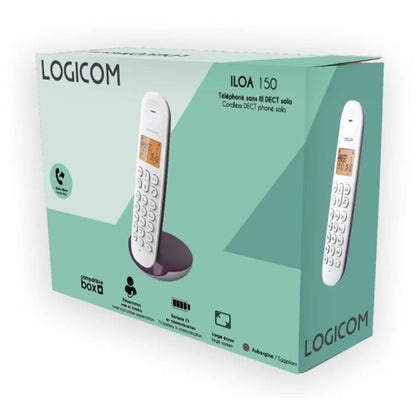 Cordless landline telephone - LOGICOM - DECT ILOA 150 SOLO - Aubergine - Without answering machine