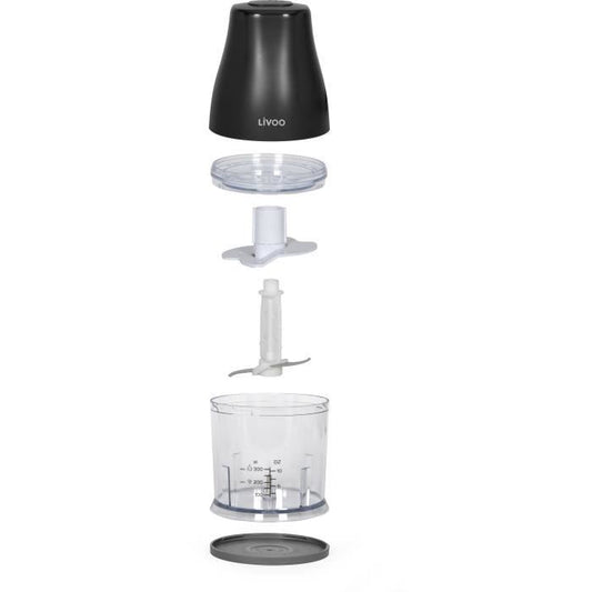 Chopper - LIVOO - 300 ml - 400 W - 1 speed and turbo function - 2 stainless steel blades - Black