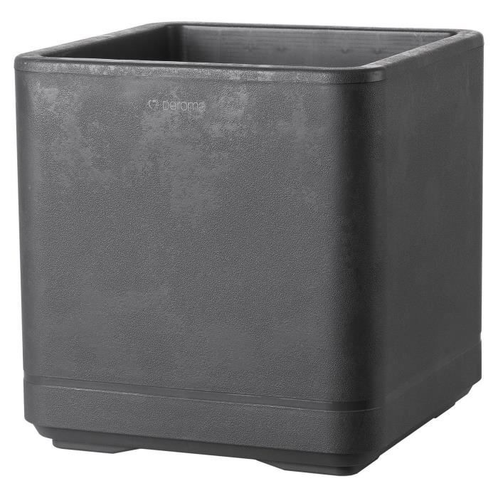 Cube Flower Pot - DEROMA- Cosmo - Anthracite - With water reserve - Casters - 38 cm
