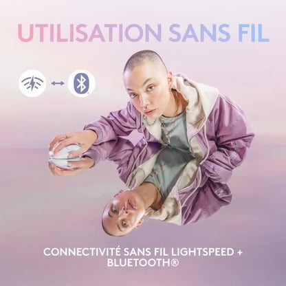 Logitech G - Gaming Mouse - Wireless - G705 LIGHTSYNC RGB Lighting, Bluetooth, Lightweight - White Mist