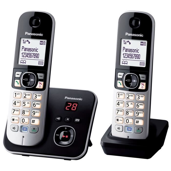 Panasonic KX-TG6822 Duo Cordless Phones Answering Machine Black Gray