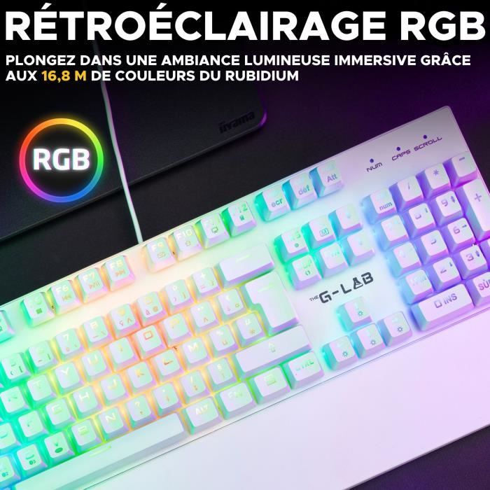 Gaming Keyboard - The G-Lab - KEYZ RUBIDIUM - Mechanical (Red Switch) - Wrist Rest - RGB - Wired - Azerty - White