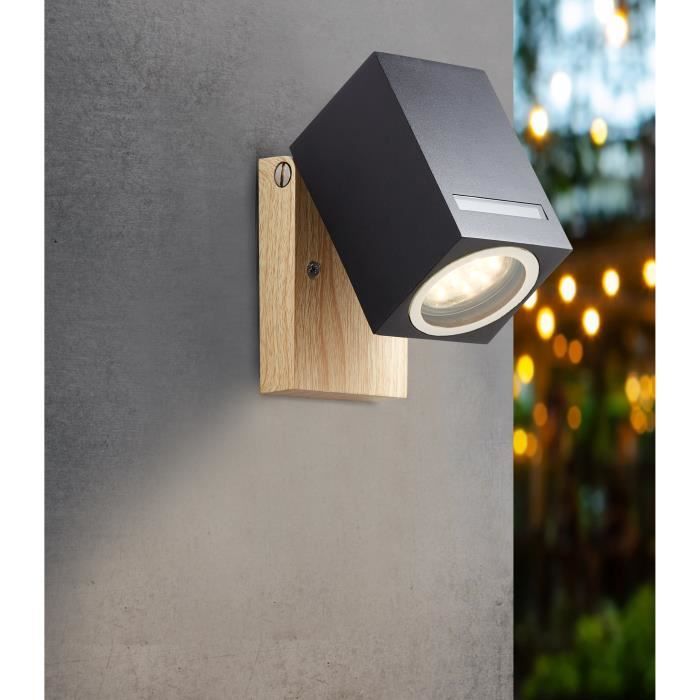 BRILLIANT - GALENI Outdoor wall light - black/natural color - metal/glass GU10 1x20W