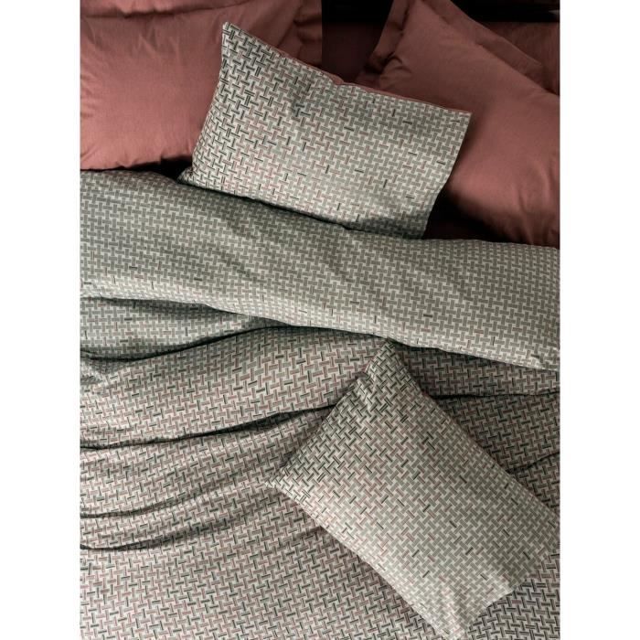 Bedding set - 1 duvet cover 220 x 240 cm + 2 pillowcases 60 x 60 cm - 100% cotton - Red