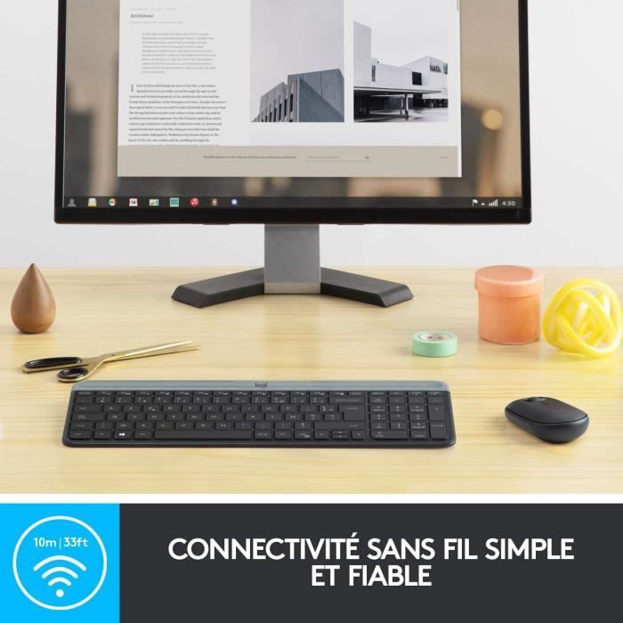 Logitech - MK470 Ultra-Slim Wireless Keyboard + Mouse and Silent Wireless System - Compact and Flat Layout - 2.4 GHz USB Receiver