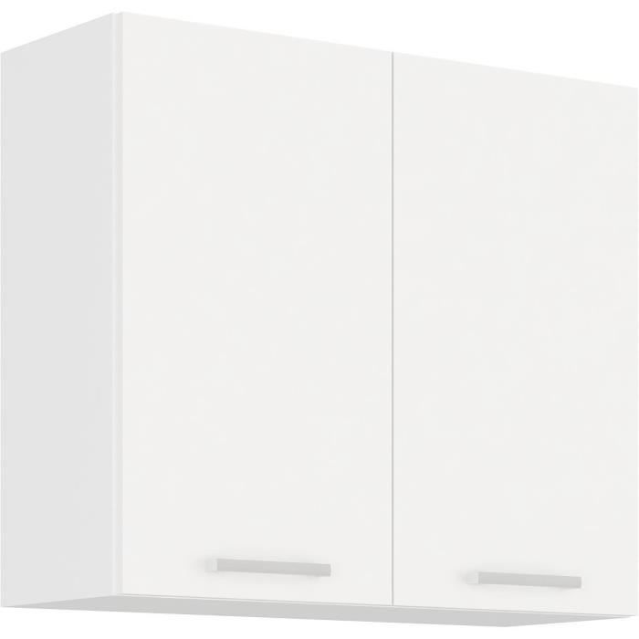 ATLAS Tall unit with 2 hinged doors - White decor - L80 cm