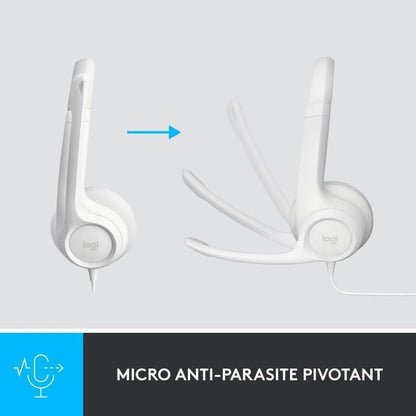 Logitech H390 Stereo wired helmet with antibruity microphone, USB -A - broken white