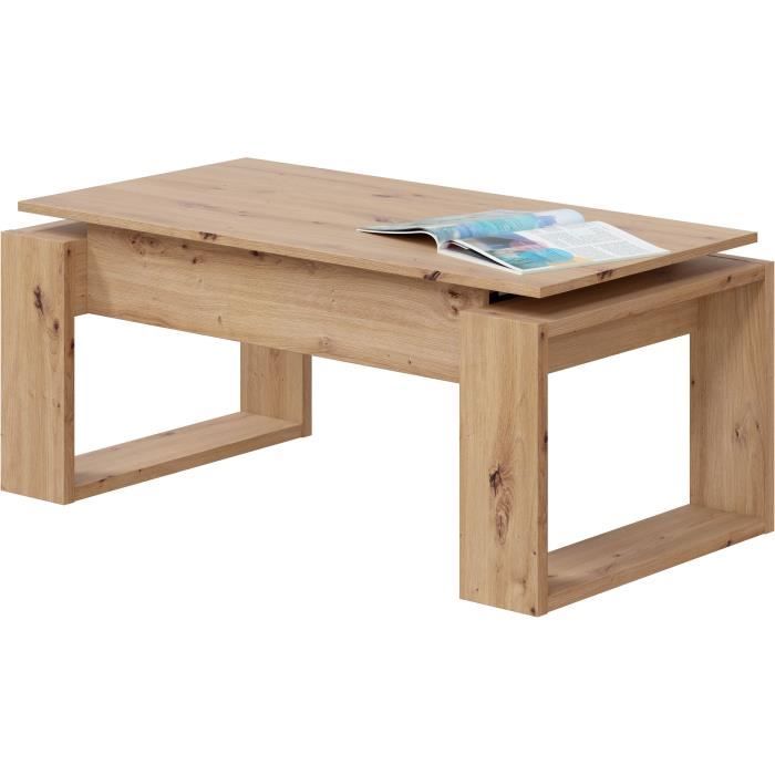 Lift-up coffee table - BALTIK - Rectangular - Oak - On legs - 105 x 55 x 45 cm
