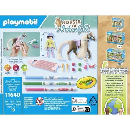 PLAYMOBIL 71640 Horsewoman with Horse Mane to Color, Horses of Waterfall, 19 Pieces Ages 5 and up