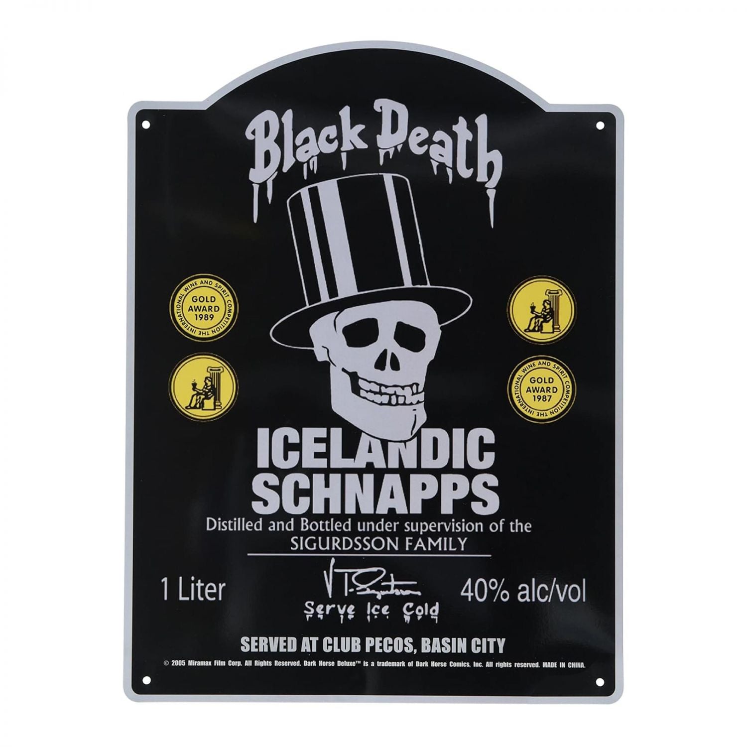 Sin City Movie Tin Sign Black Death Icelandic Schnapps