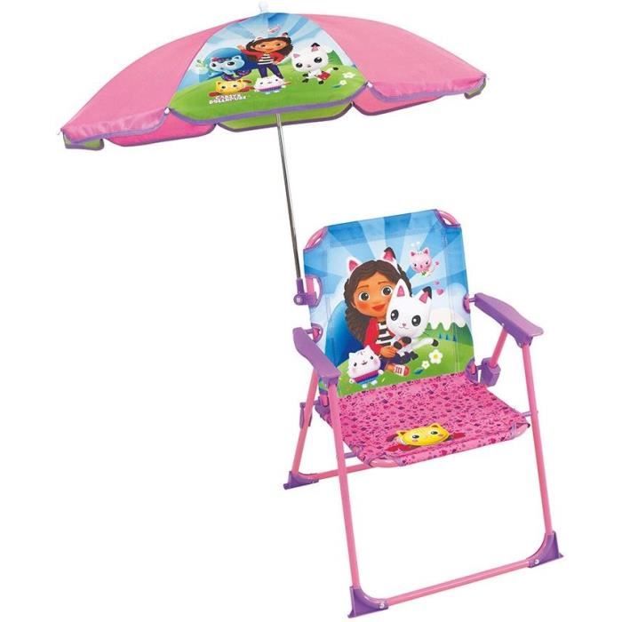 Garden furniture - FUN HOUSE - Gabby and the Magic House folding chair H.53 x W.38.5 x D.37.5 cm with 65 cm parasol