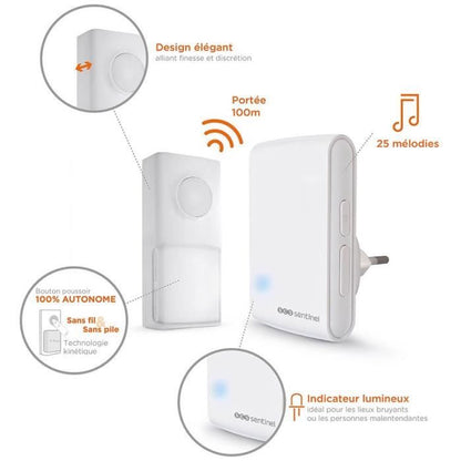 SCS SENTINEL EcoBell 100 Chime wireless and battery-less plug-in