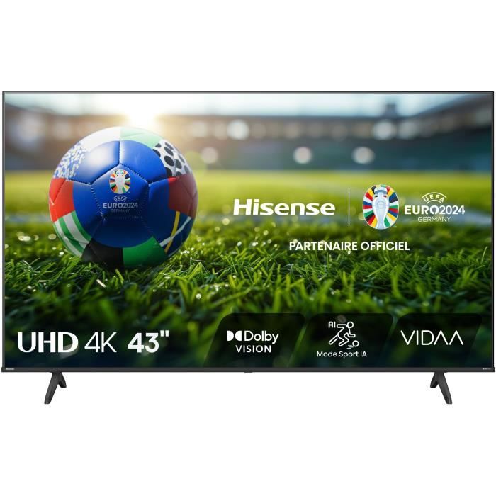 LED TV - HISENSE - 43A6N - 43'' (108 cm) - 4K UHD 3840x2160 - 60Hz - HDR 10+ - Smart TV - 3 x HDMI