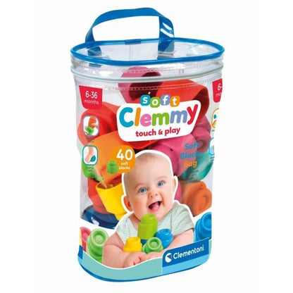 Clementoni - Clemmy Baby - Bag of 40 soft cubes - Unisex - From 9 months - Soft cube ensures safety and can be moved