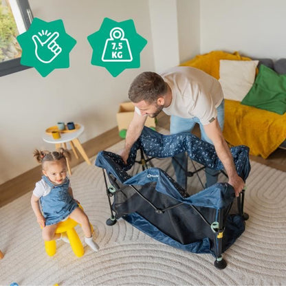 Badabulle Easy Clip Travel Cot - Easy to Fold and Unfold - Lightweight and Compact Bed with Carry Bag Included - Mattress Included