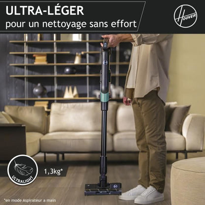 Cordless Stick Vacuum Cleaner - HOOVER HF201P - Ultra-light, Powerful 50AW, Special Animal Turbobrush, Ultra Compact Technology x3