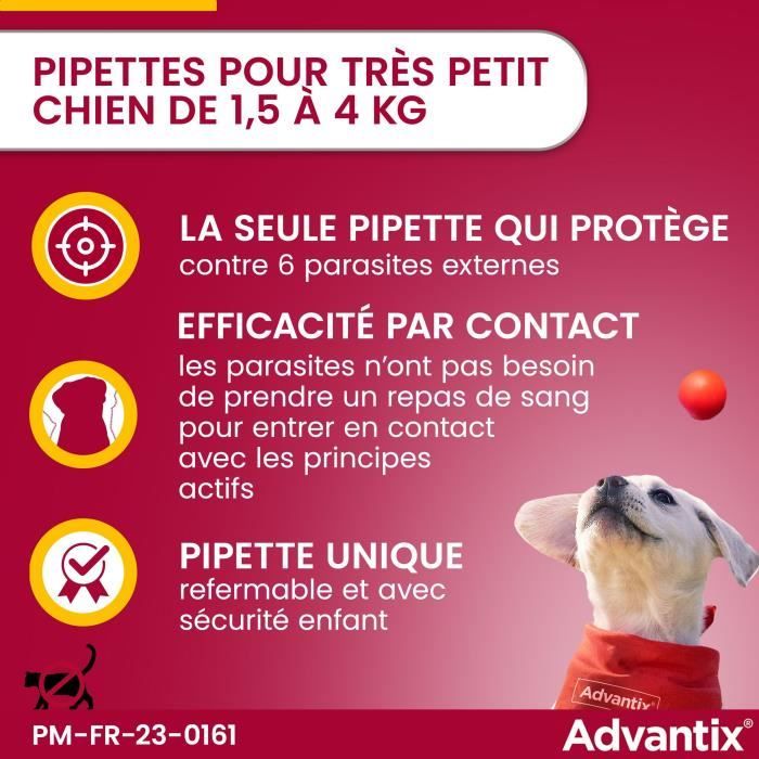 ADVANTIX 4 antiparasitic pipettes - For very small dogs from 1.5 to 4kg