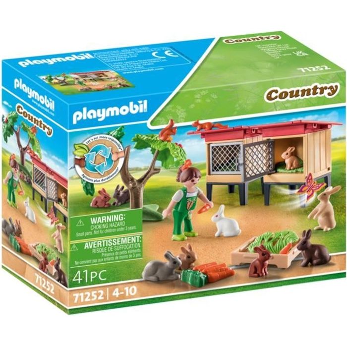 Playmobil - 71252 - Country the farm - Child with enclosure and rabbits