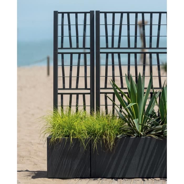 Flower box - ETHICA - Graphite - Square with trellis - 38 L - STEFANPLAST