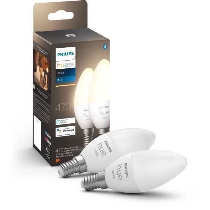 Philips Hue White - E14 connected LED bulbs - Bluetooth compatible - Pack of 2