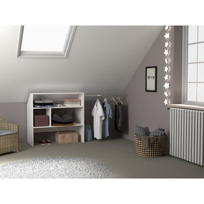 ARTIC EKIPA attic dressing kit - White melamine decor - 1 wardrobe - L197 x D50 x H94 cm
