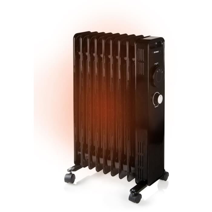 Oil-filled radiator - 2000 W - DOMO - DO7327R - 42.5 x 28 x 64 cm - Black