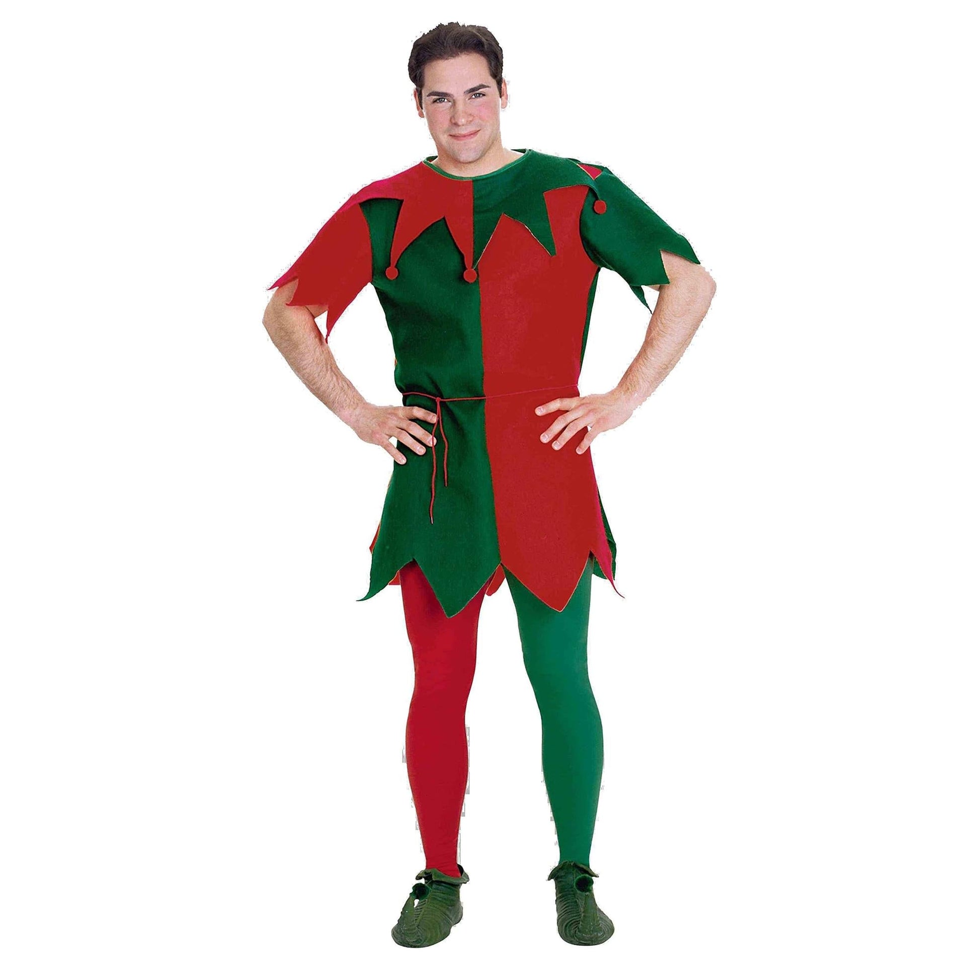 Christmas Holiday Elf Costume Tights Adult: Red & Green One Size Fits Most
