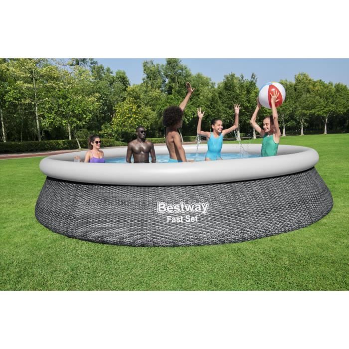 Kit -ground above -ground pool kit Bestway - Fast Set  - 457 x 84 cm - Round (delivered with a pump and filtration cartridge)