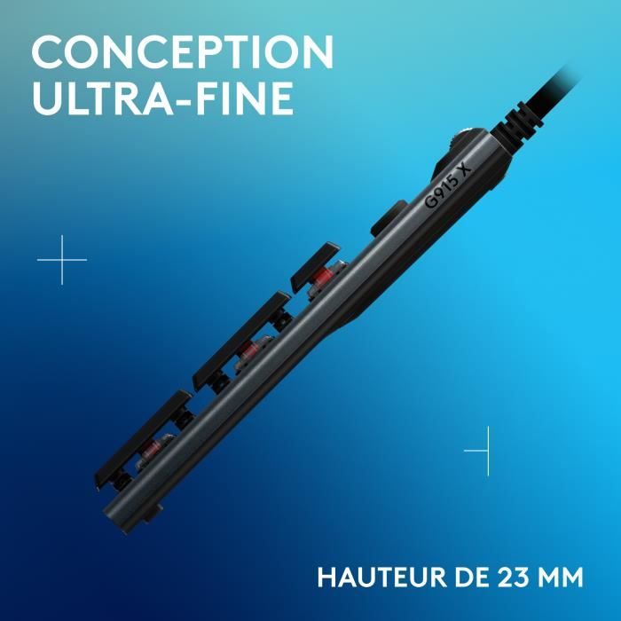 Gaming keyboard - wired - Logitech G - G915 X - Tactile switch - AZERTY - Black