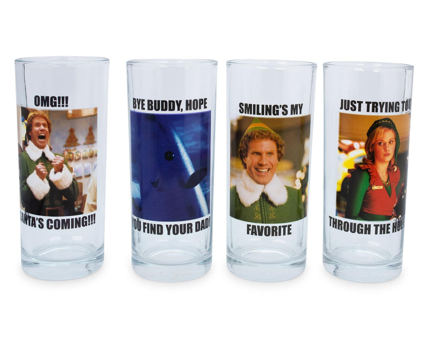 Elf Quotes 10-Ounce Tumbler Glasses | Set of 4