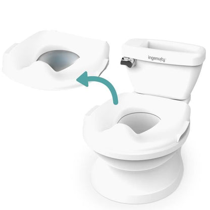 INGENUITY Mini Children's Toilet with Toilet Reducer Included, Musical Flush and Integrated Wipe Storage White