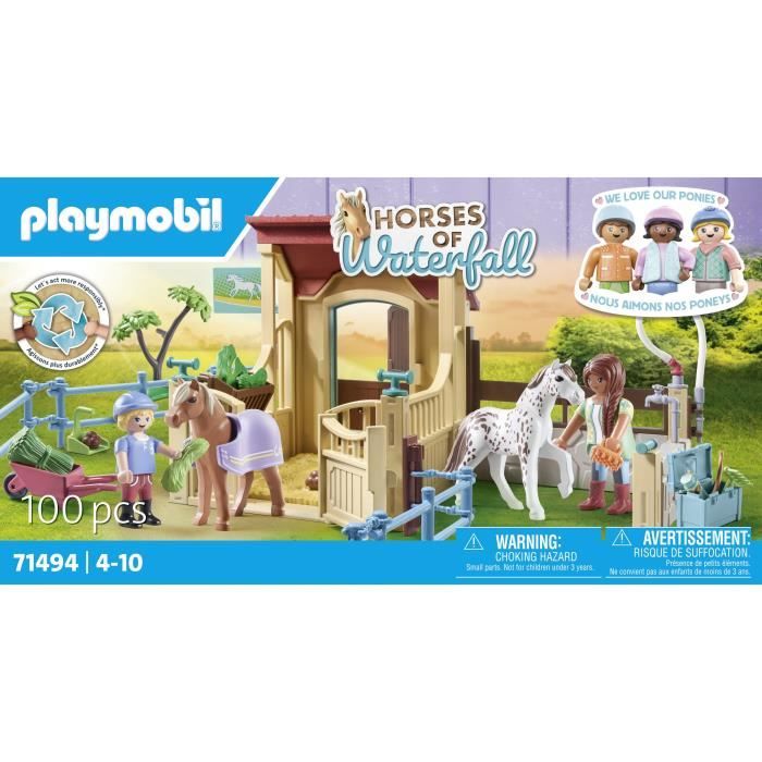 PLAYMOBIL 71494 Horses of Waterfall - Horses with Box and Ponies - Ages 4 and up - Creative Role Play