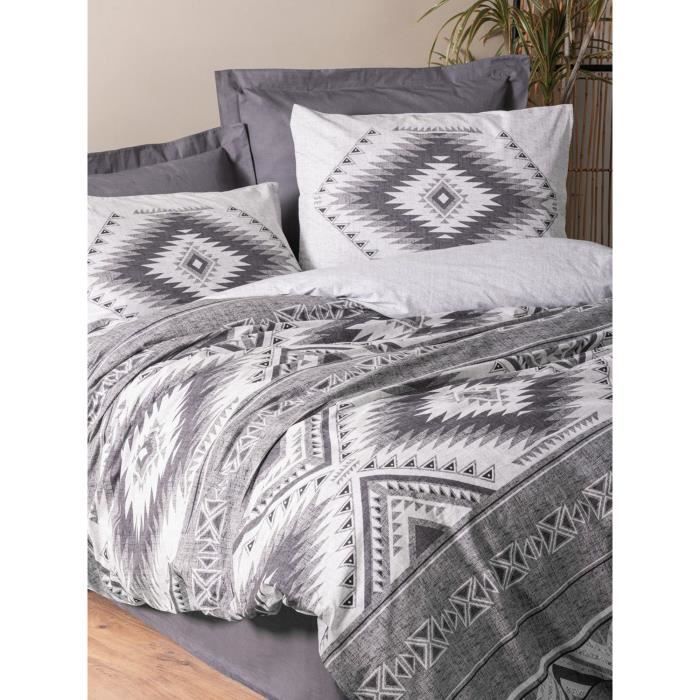 Bedding set - 1 duvet cover 220 x 240 cm + 2 pillowcases 60 x 60 cm - 100% cotton - Anthracite