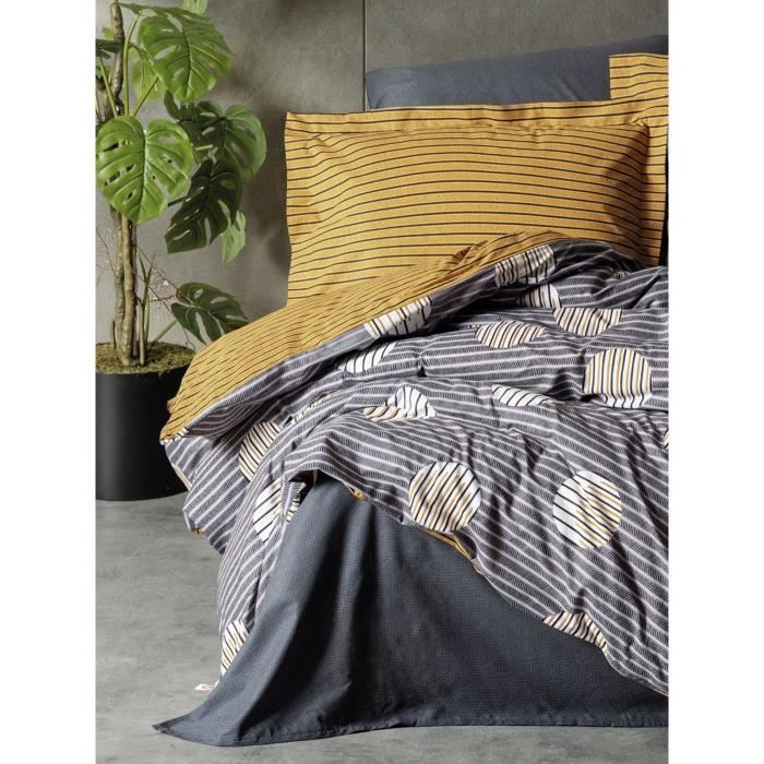 Bedding set - 1 duvet cover 220 x 240 cm + 2 pillowcases 60 x 60 cm - 100% cotton - Grey