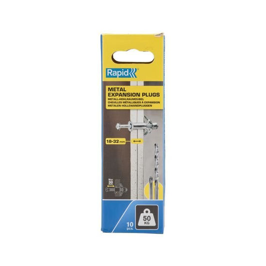 Blister pack of 10 pcs. metal expansion plugs ø13x65 screws m6x75 5001554 rapid