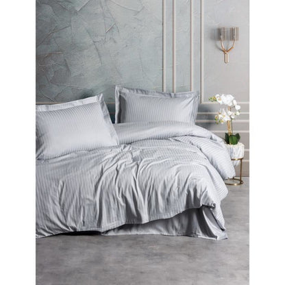 Bedding set - 1 duvet cover 220 x 240 cm + 2 pillowcases 60 x 60 cm - 100% cotton satin - Grey