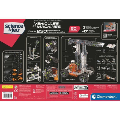 CLEMENTONI - Vehicles and machines - 50 constructions - Illustrated manual and application for 3D visualization - Made in Italy
