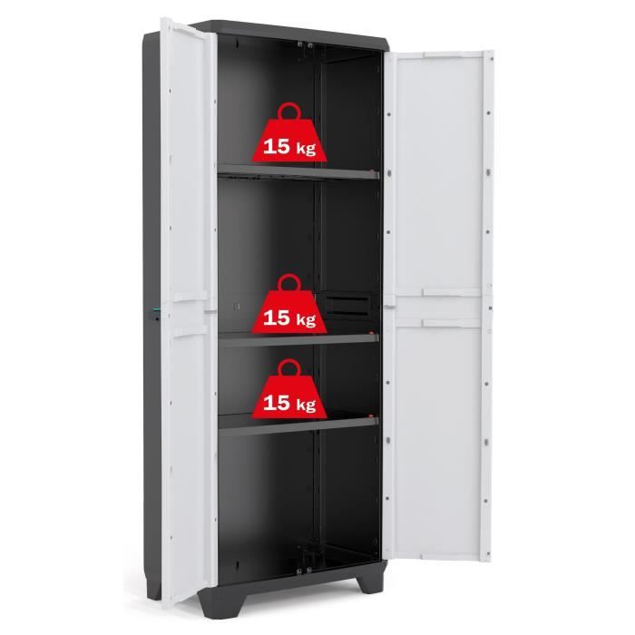 Keter | High linear wardrobe, black / gray / blue, 68 x 39 x 173 cm