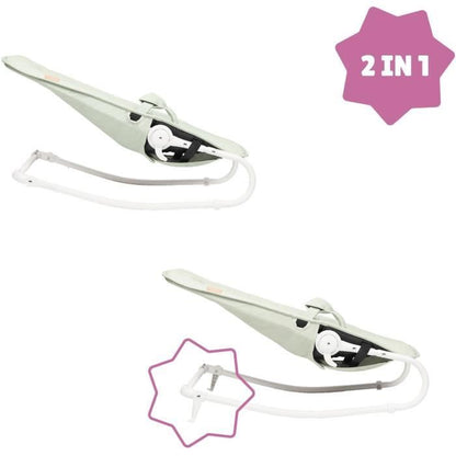 BADABULLE Foldable and ultra compact deckchair, play arch, lichen / water green