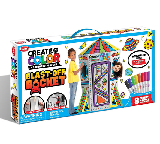 Create and Color Cardboard Blast-Off Rocket Playset