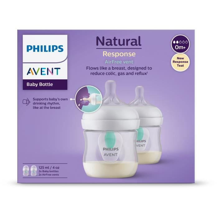 Set of 2 Natural bottles 3.0 Philips Avent Scy670/02 - 125 ml - Air Free