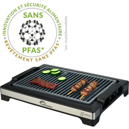 LITTLE BALANCE Electric Barbecue - Easy Nopifas - Cooking surface 38 x 25 cm - PFAS-free microceramic coating - 2000W
