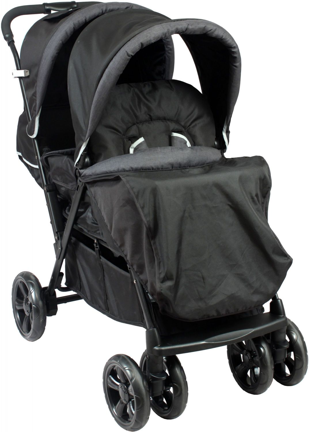 BAMBISOL Double Stroller - Fully equipped - Rain cover included - Easy folding