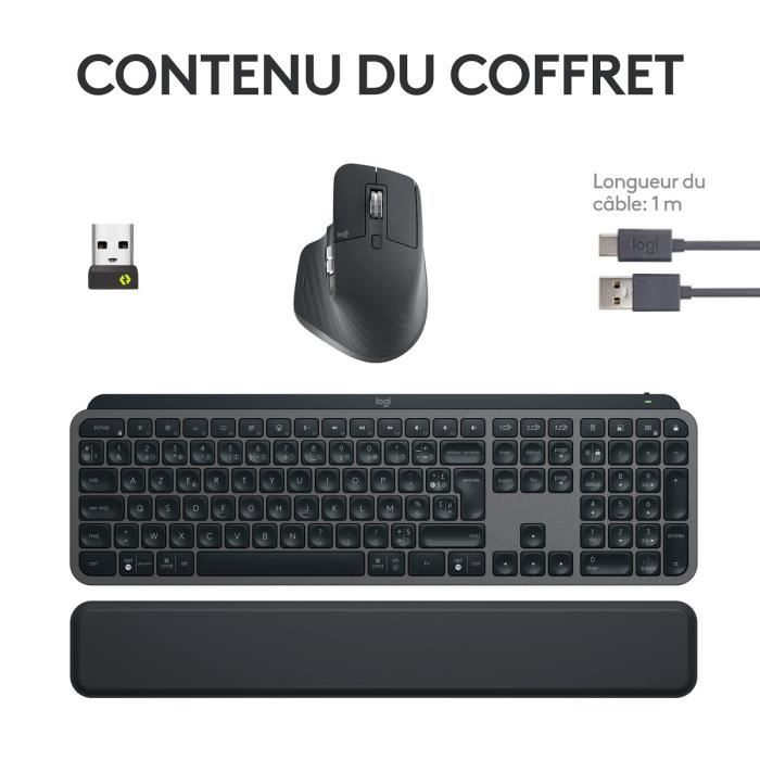 Wireless Keyboard - LOGITECH - MX Keys S Combo - Bluetooth - Backlit - Silent keys - Graphite