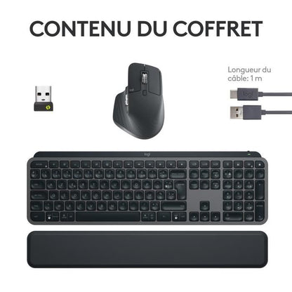 Wireless Keyboard - LOGITECH - MX Keys S Combo - Bluetooth - Backlit - Silent keys - Graphite
