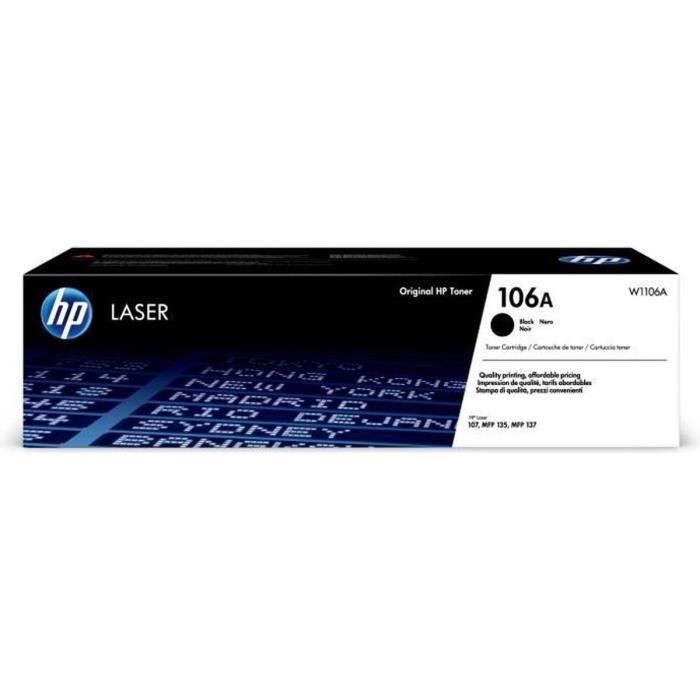 HP 106A W1106A, Original Black Toner Cartridge for HP Laser 107 Printers and HP Laser 135/137 MFPs